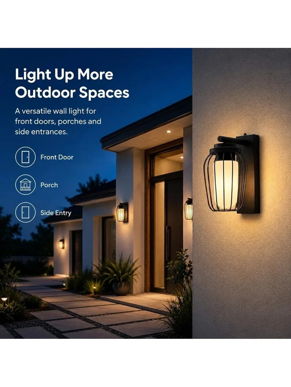 Outdoor Wall Light Lantern Sconce with Dusk-to-Dawn Photocell, Bulb Included
